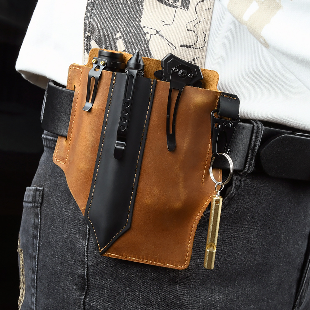 Men Travel Tactical Waist Bag  - Leather Edc. Carry Pouch ulasan dan harga