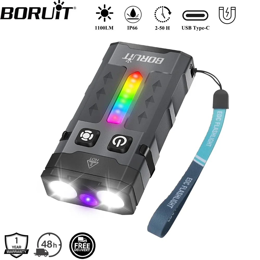 BORUiT EV20 1100LM EDC UV Keyc - Keychain Flashlight ulasan dan harga